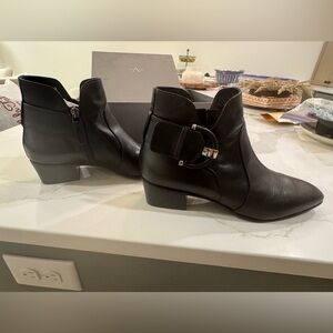 Aquatalia Black Leather Ankle Booties